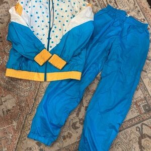 Vintage Blue and Yellow Windbreaker Set
